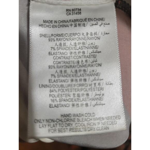 BCBGMAXAZRIA V Neck Geometric Multicolor Short Sleeve Dress, Sz M - Picture 7 of 8